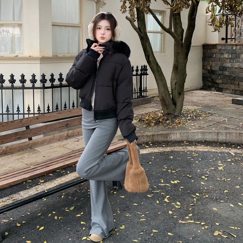 Зимний меховой воротник повседневная утолщенная хлопковая куртка короткого дизайна женская теплая пуховая хлопковая куртка с капюшоном новая куртка