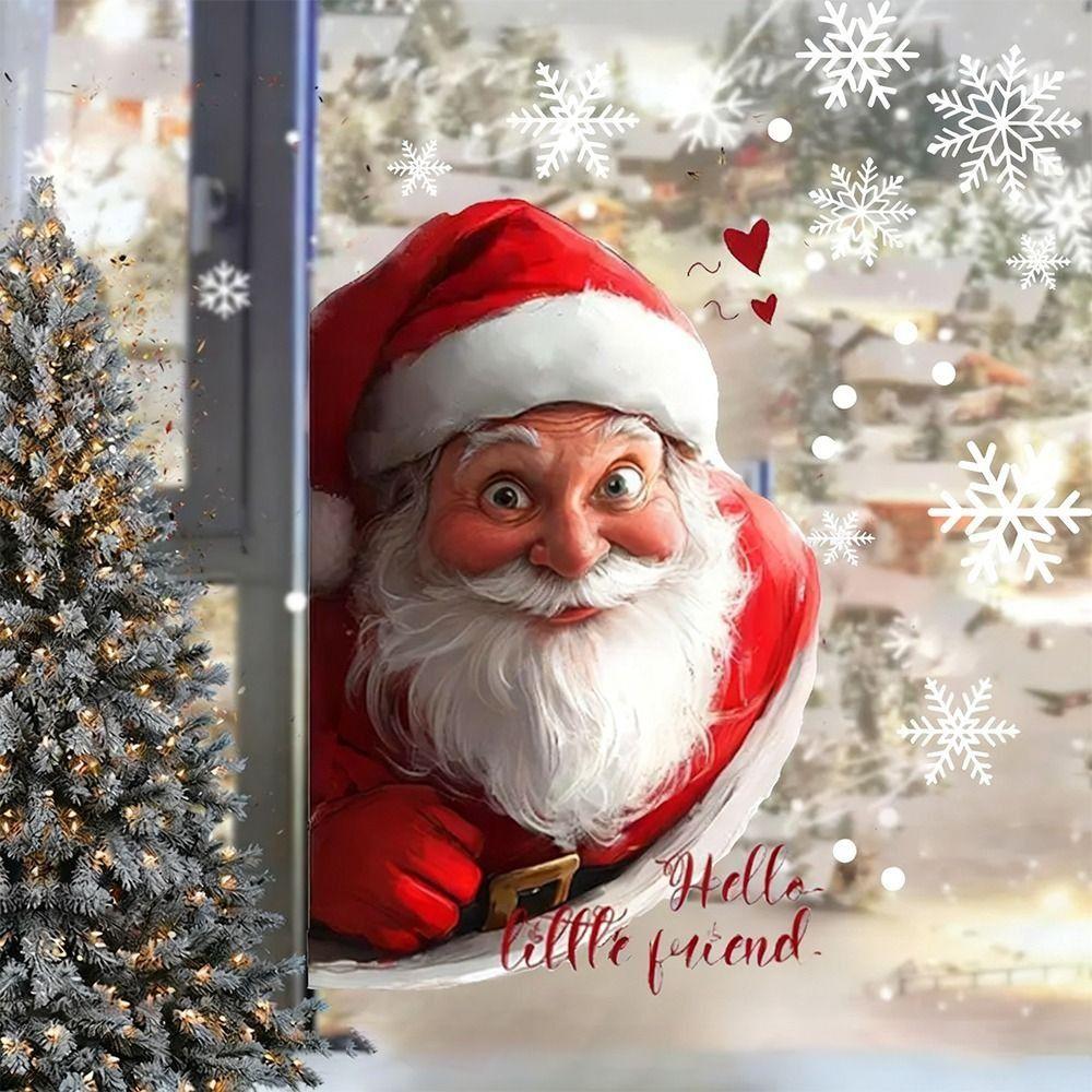 Имитация Рождественская Стеклянная Наклейка на Окно Двусторонняя Визуальная Декоративная Наклейка на Окно Новый Год