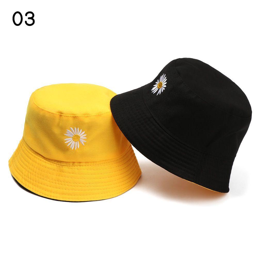 Spring Summer Portable Daisies Foldable Sun Hat Bucket Hat Fisherman Cap Beach Cap