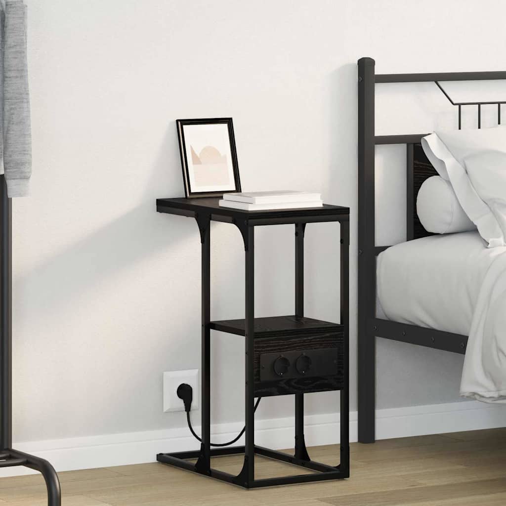 Nightstand Black Oak Effect 41.5 x 26 x 60.5 cm