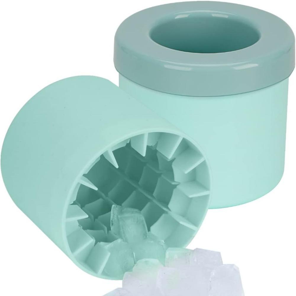 Ice Grid Cube Making Mold Silicone Cylinder Pinch With Lid Ice Bucket For Home Bar Diy Refrigerator Ice Making Easy Demolding