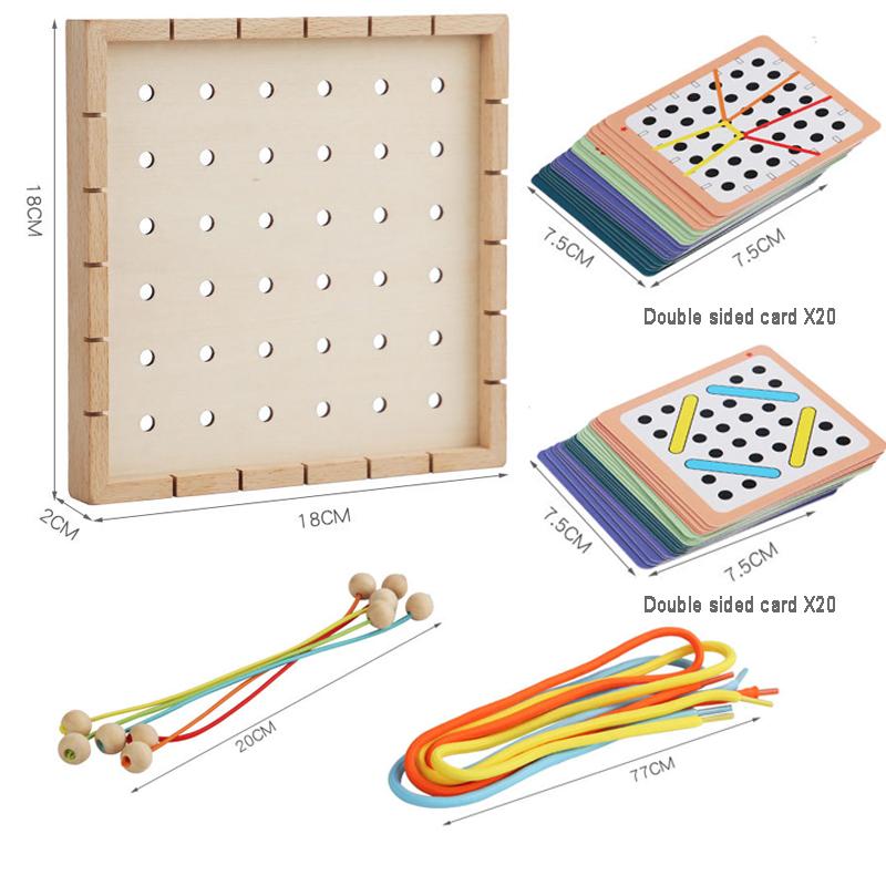 Детские Монтессори Игры на мышление Игрушки для нанизывания Логические веревочные головоломки Подбор пар Креативные интеллектуальные игры Ранние развивающие игрушки