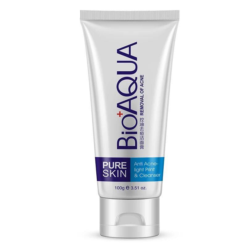 Bioaqua Очищающее средство для лица от прыщей, удаление черных точек, контроль жирности, глубоко очищающая пенка, сужающая поры, 100 г