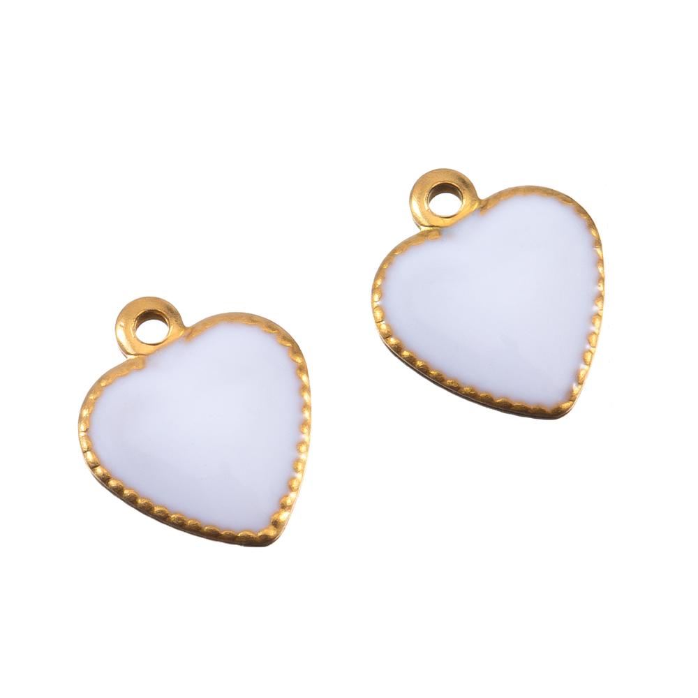 10pcs Stainless Steel Enamel Small Love Heart Charm Necklace Pendant for DIY Women Jewelry Findings Earring Supplies Wholesale