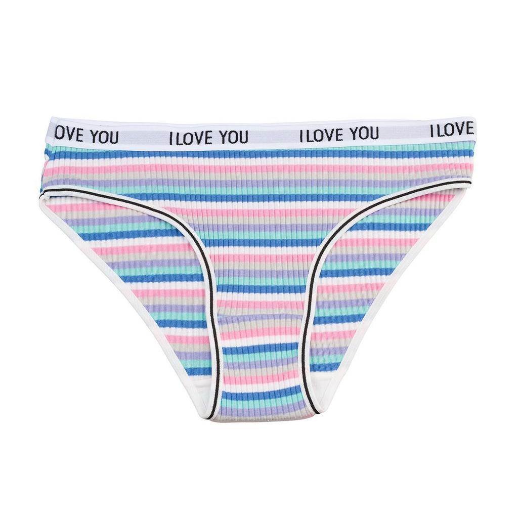 Women's Cotton Underwear Triangle Pants Low Waist Breathable Girls' and Students' Striped Underwear