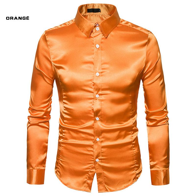 Boombooms Топы Мужская мода Личность Повседневная тонкая рубашка с длинными рукавами Топ Блузка