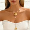 New fashion creative diamond-encrusted mango moon love pendant necklace flower tassel chain stacked collarbone chain
