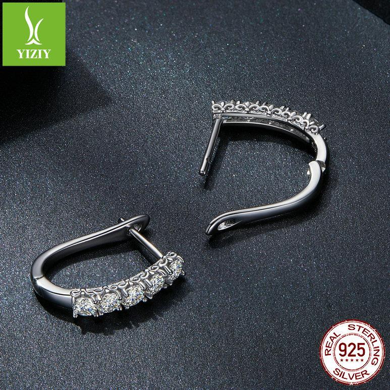 U-Shaped Moissanite Pattern Ear Buckle Women'S, Fashionable Commuter S925 Silver 10-Point Mozzarella Diamond Earrings