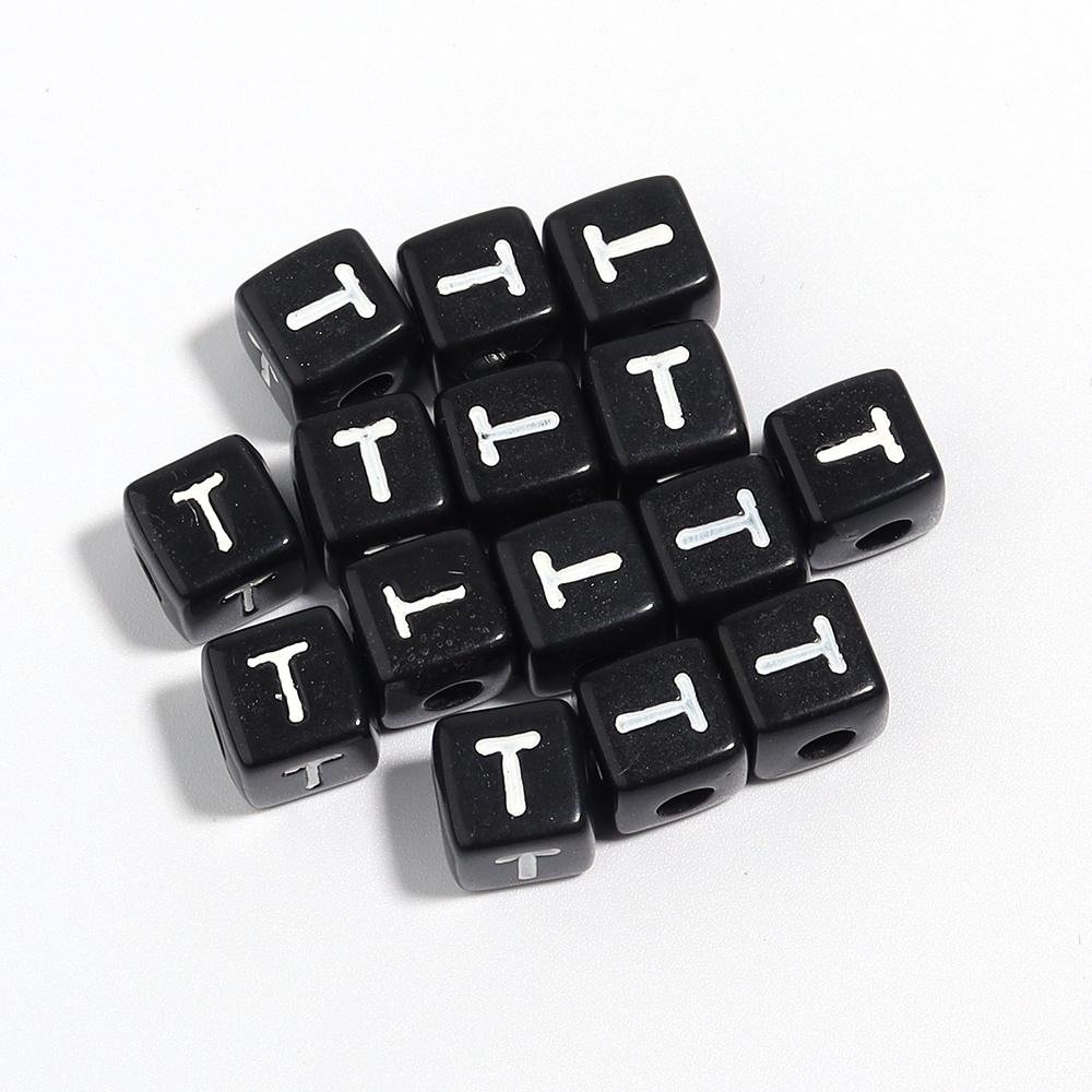 50-100pcs Black Acrylic Letter Beads A-Z Alphabet Beads Cube Spacer Beads For DIY Bracelet Necklace Jewelry Making Accessories