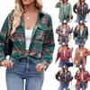 2024 New Casual Pockets Loose Plaid Shirts Women Fashion Lapel Autumn Winter Long Sleeve Blouse Female Leisure Shirt Tops