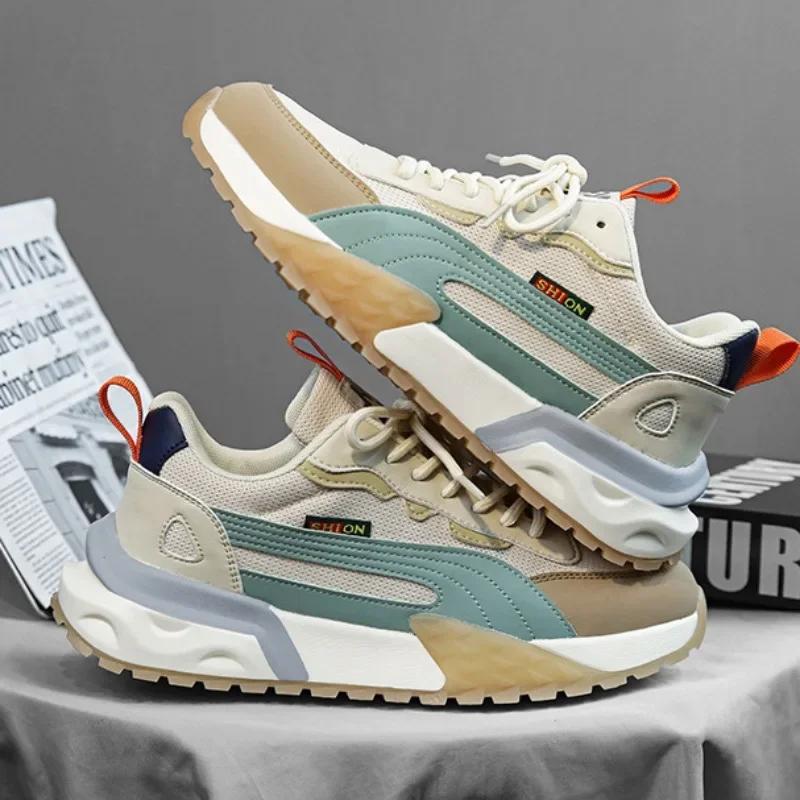 Модные мужские кроссовки, повседневная обувь класса люкс, новые сетчатые дышащие спортивные кроссовки для мужчин, кроссовки на платформе со шнуровкой, теннисные туфли для мужчин