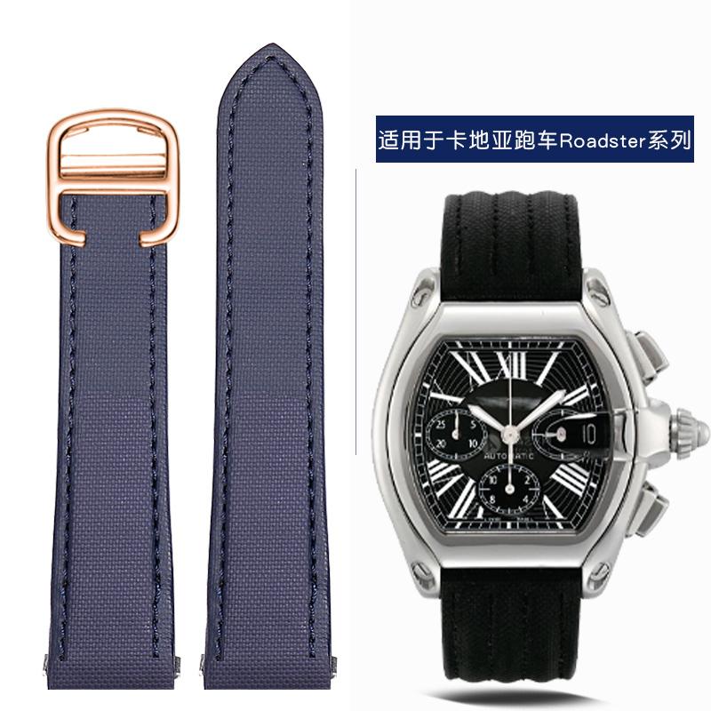 19 мм 20 мм Для Cartier Roadster W6206018 W6206017 Нейлоновый ремешок для часов Мужской Холст Быстрый Металлический адаптер Кожа коровы Аксессуары ремешка для часов