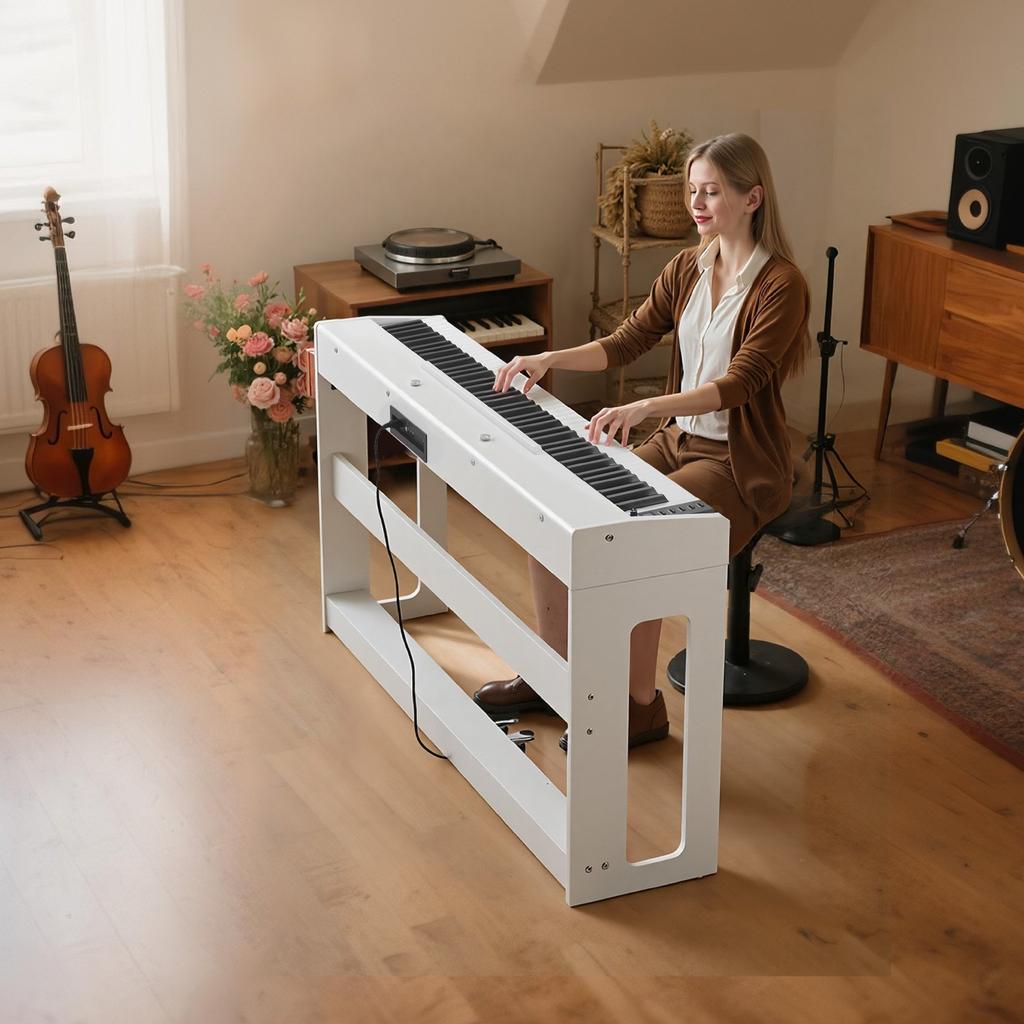 VEVOR Weighted Digital Piano, 88 Keys Fully Weighted, Electric Piano Keyboard with Furniture Stand, Power Adapter, Triple Pedal, Record Function