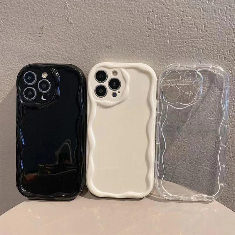 Однотонный чехол-волна для IPhone 11 12 13 14 15 16 Pro Max 16 15 Plus, износостойкая модель для пары, противоударный чехол для телефона