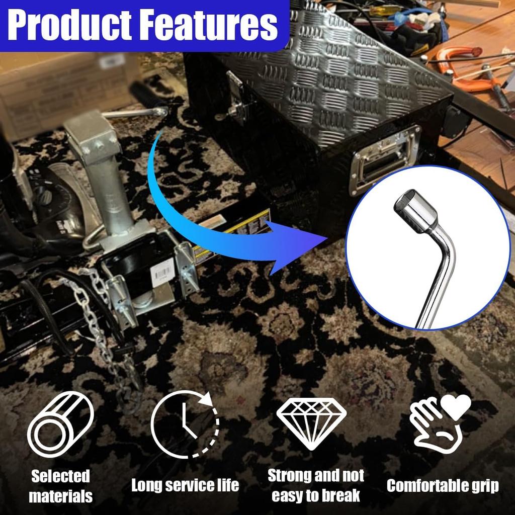 19mm Car Spare Tire Lug Wrench, L Type Automotive Tire Replacement Tool with Hexagon Slotted End, Universal Steel Vehicle Socket Repair Accessories