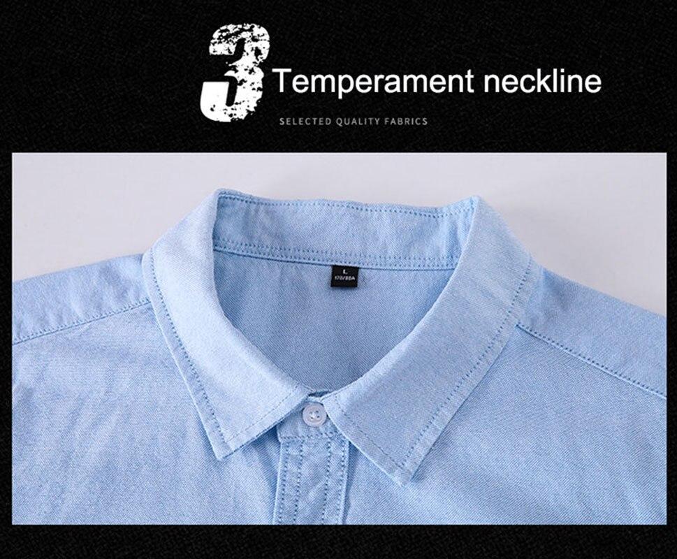 Men‘s Cotton Shirt Breathable Sweat-Absorbent Smart Casual Short-Sleeve Summer Men Solid Color Turn-Down Collar Shirts Plus Size