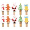 10Pcs Christmas Wooden Clips Home Hanging Photo Wall Decoration DIY Handmade Crafts 2025 New Year Party Supply Navidad Kids Gift