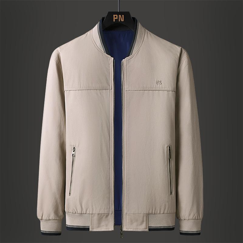 Мужская двусторонняя куртка на весну и осень для среднего и пожилого возраста, деловое хлопковое пальто, повседневная куртка-джокер