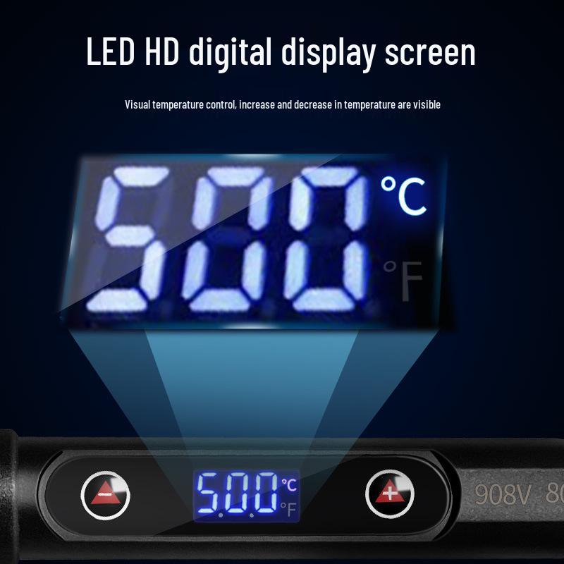 Умный электрический паяльник 80 Вт LED с регулировкой температуры и функцией демонтажа с керамическим нагревательным элементом.