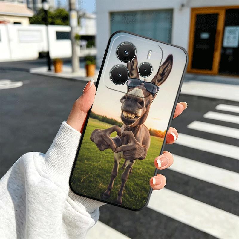 Funny Donkey Animal Soft Phone Case for Xiaomi Redmi Note 12 13 14 15 Pro Plus 11 12S 11S 11T 10 4G Black Cover Back Shell