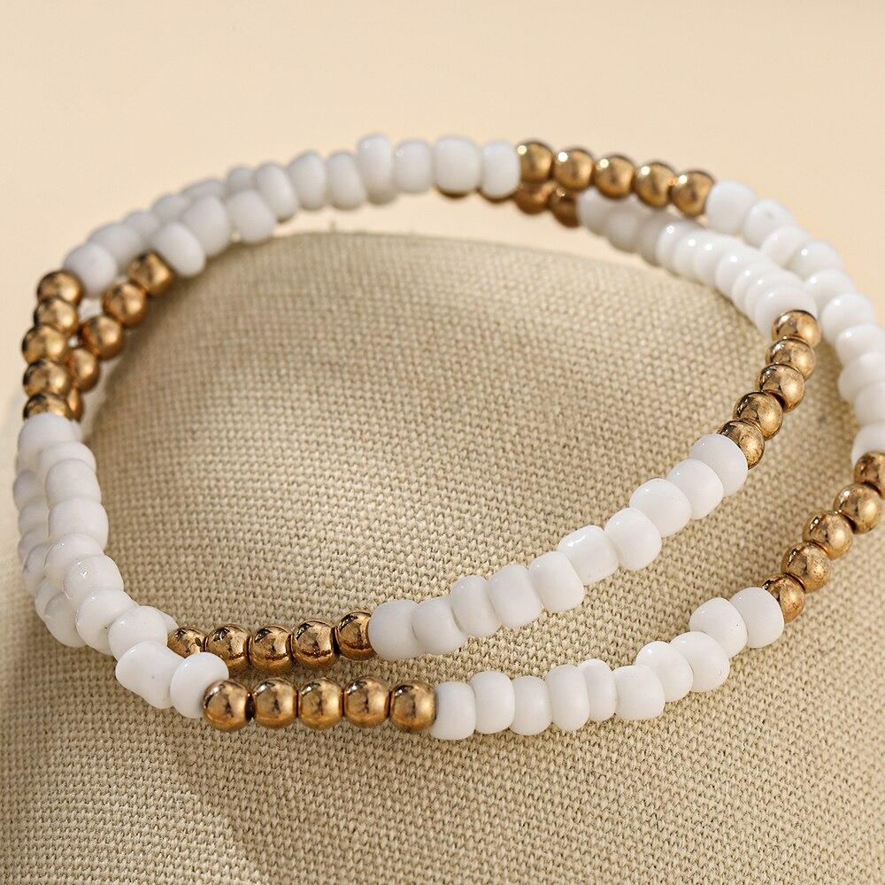 iF ME Korean Fashion Colorful Beads Flower Beaded Necklace For Women Bohemian Beads Clavicle Chain Choker Necklace Jewelry