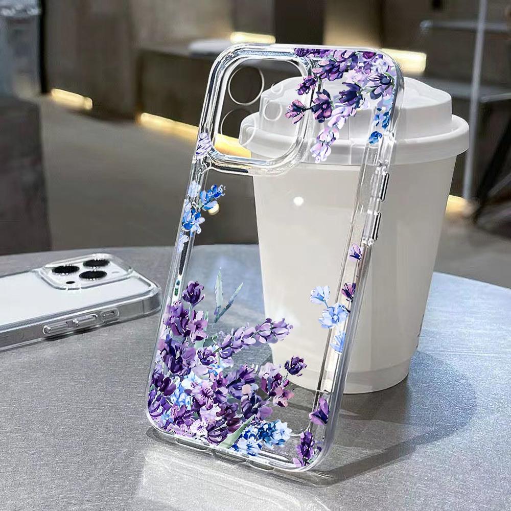 NEW Flower Phone Case For iPhone 16 16e 15 14 13 12 11 Mini Pro Max X XR XSMax 7 8 Plus Transparent Soft TPU Back Cover