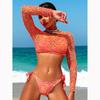 Bikini Sets For Women 3Pcs Soft Swimsuits Bikini Set With Sun Protection Blouse Elastic Comfort Swimwear