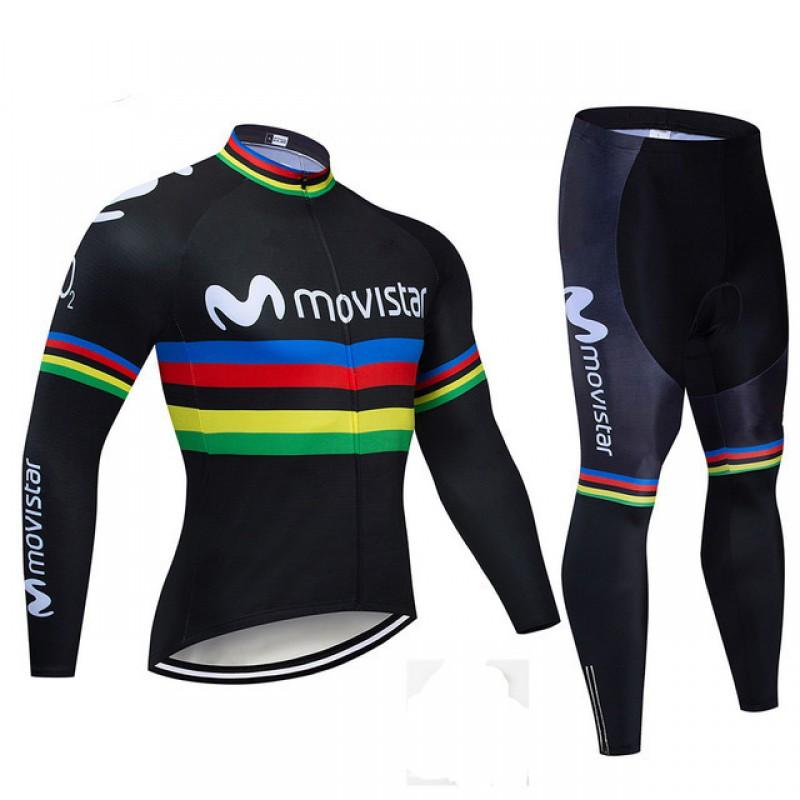 Men Women Cycling Long Sleeve Jersey Bib Shorts Set Winter Thermal Riding Outfit Mountain Bike Road