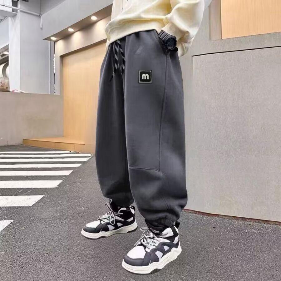 Boys' Spring and Summer Autumn Pants Children and Teens Pants Thin Children's Sports Straight Pants Trendy Three-Bar Pants Trendy