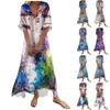 Women's Summer Casual Printed V-Neck Short-Sleeve Swing Dress