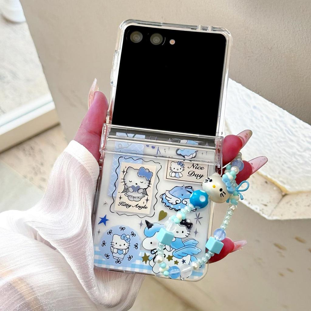 Мультяшный чехол KT Cat для Z Flip, Складной экран, Ударопрочный, Креативная женская защитная крышка с браслетом