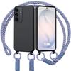 Coque pour Samsung Galaxy S26, Protection Silicone Souple Noire avec Cordon Violet