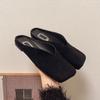 Ретро квадратный носок полушлепанцы женские новые весенне-летние замшевые с сумкой на носке мягкая подошва плоский каблук шлепанцы туфли на плоском каблуке обувь большого размера