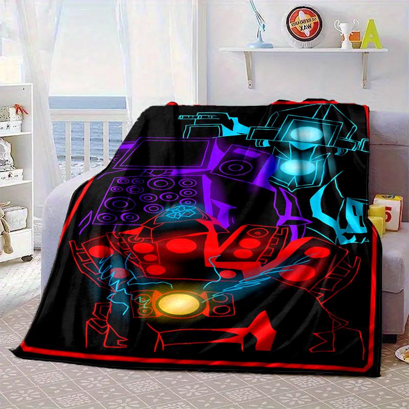 Robot Invasion Alert Blanket Flannel Blanket for bed, sofa, Camping, Hiking, Picnic Essentials, gift for family Fan gifts