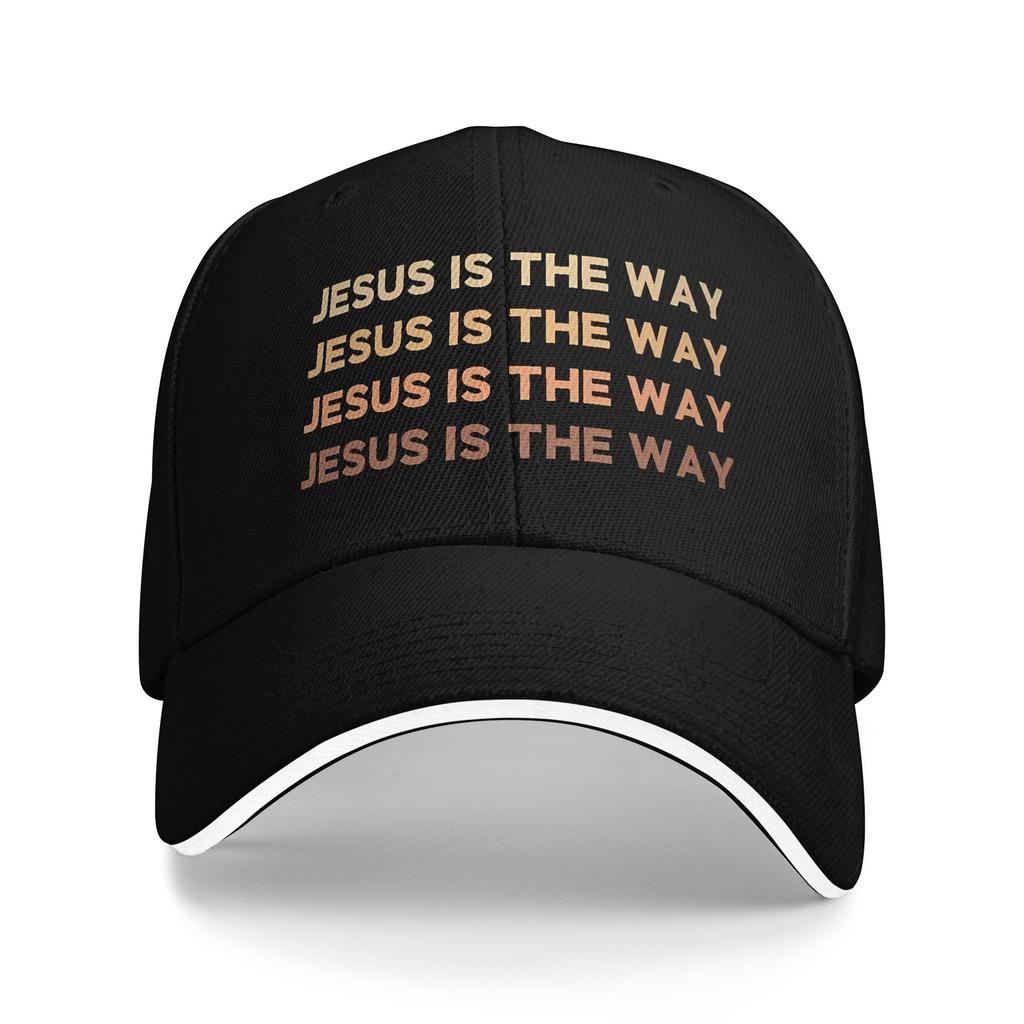 Jesus Is The Way Christian Faith Typography Baseball Caps Hip Hop Sandwich Hat Unisex Adjustable Sun Cap Outdoor
