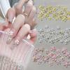 60pcs/bag Ice-clear Five-petal Flower Nail Art Accessories White Pink Flowers Gold and Silver Color Steel Beads