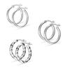 925 Sterling Silver SMALL Set of 3 Pairs Light-Weigh Classic Italian Click-Top Hoop Earrings for Girl Teen Women 18MM
