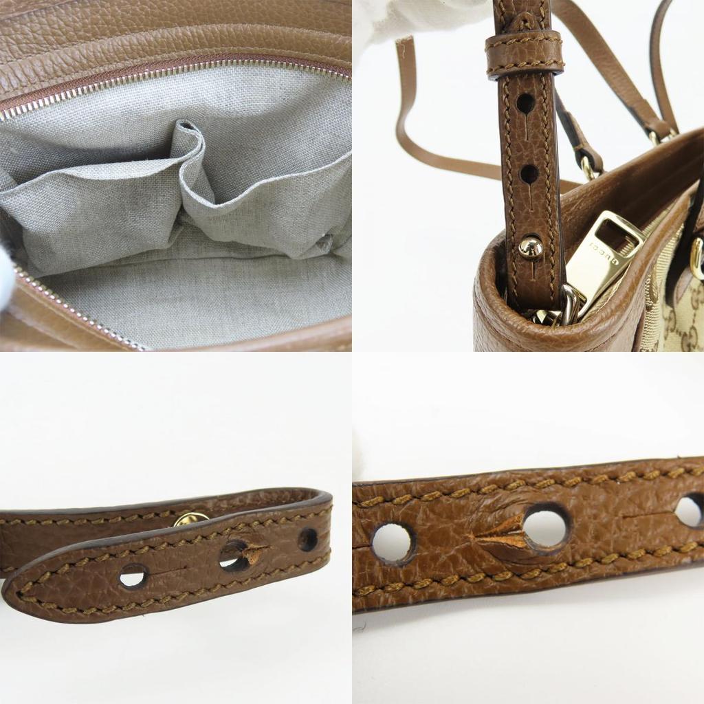 Used GUCCI Handbag 449241 leather/GG Canvas Brown Beige 2WAY