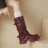 2025 New Winter Punk Chunky Heels Designer Buckle Riding Boots Cool Fashion Street Knee High Motorcycles Boot Shoes for Women