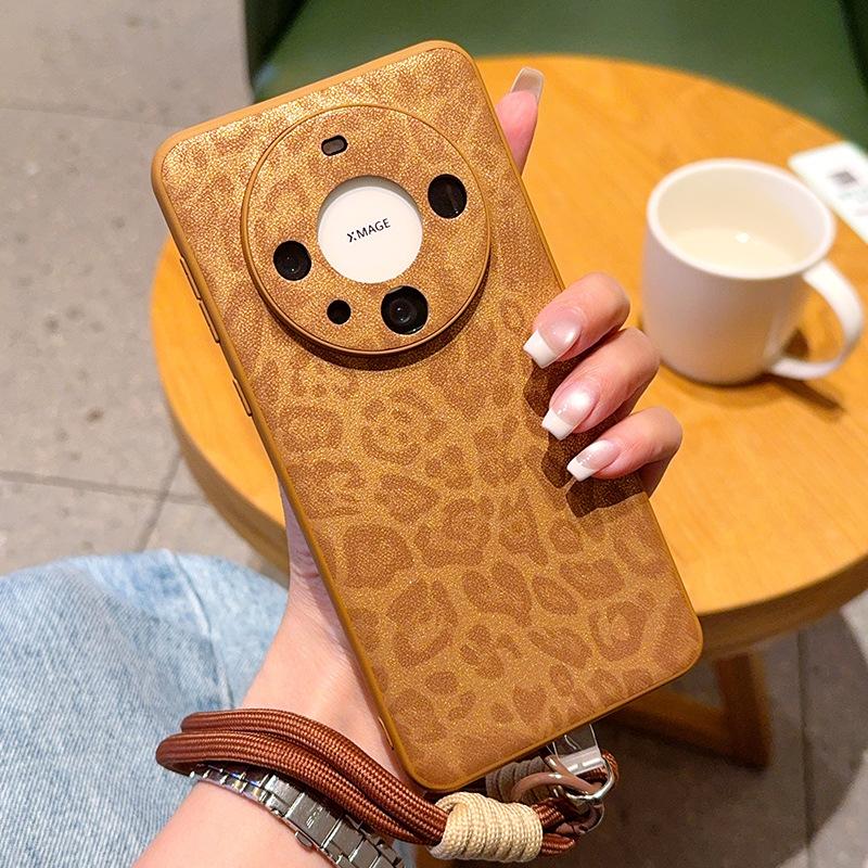 Применимый чехол для мобильного телефона Huawei mate60 с ремешком на запястье, портативный mate60pro, кожа Maillard, 60pro + чехол с леопардовым принтом