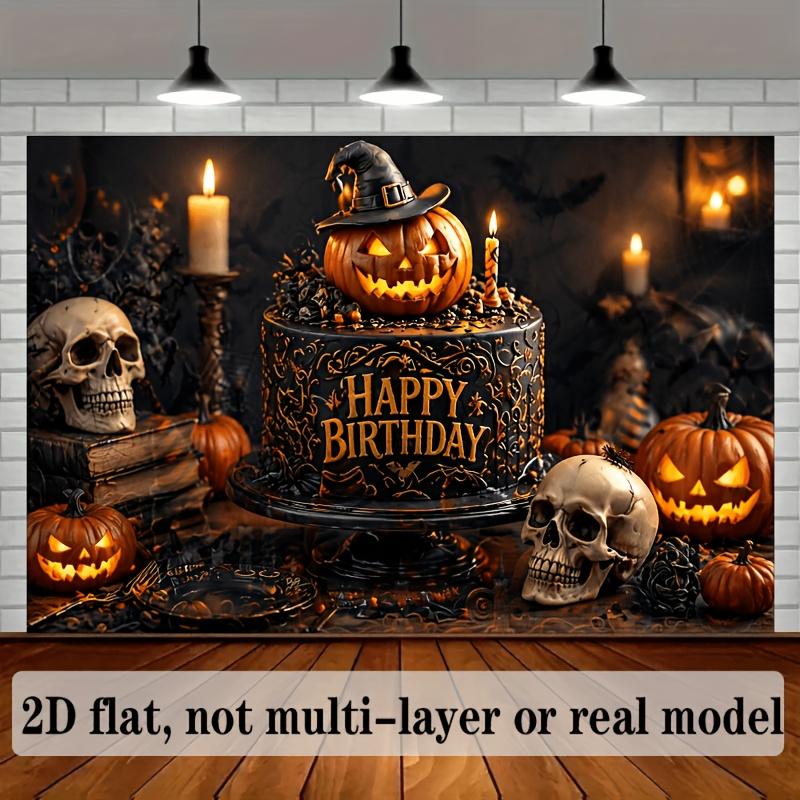 2D planar Halloween birthday theme banner background. Halloween dark style birthday theme.zyc