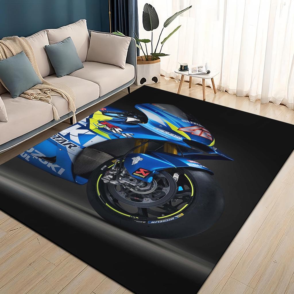 3D Гоночный автомобиль Логотип S-SUZUKI Мотоциклетный ковер для гостиной спальни домашнего дивана, Детский игровой нескользящий коврик для пола