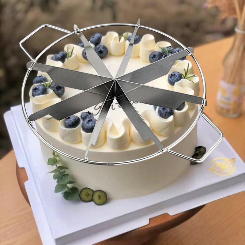 Cake Cutter Slicer Stainless Steel Pie Cutter Equal Portion Marker Round Bread Divider Pastry Cheese Pizza Cutting Press Tool
