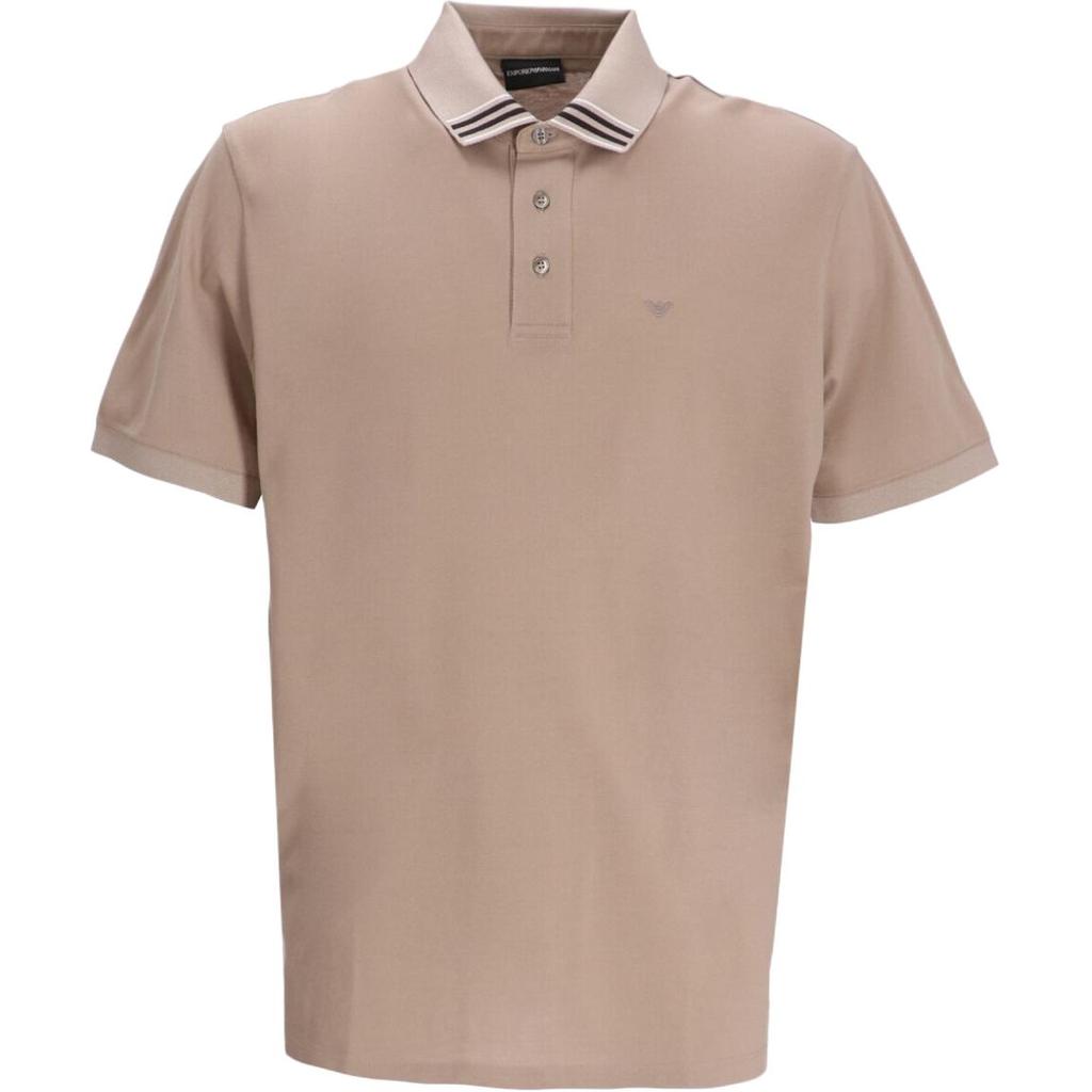 Emporio Armani Мужская футболка-поло с коротким рукавом и узором логотипа, топ, верблюжий цвет, EM000854-AF12955-U6167