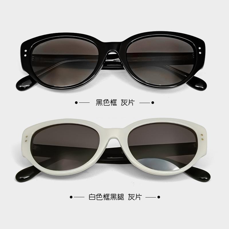 New Wang Jiayi style acetate black and white cat-eye sunglasses Fakme Sunglasses for men and women with UV protection redzons