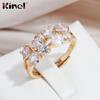 Kinel блестящее кольцо с натуральным цирконием, открытое кольцо для женщин, регулируемый размер, роскошные ювелирные изделия