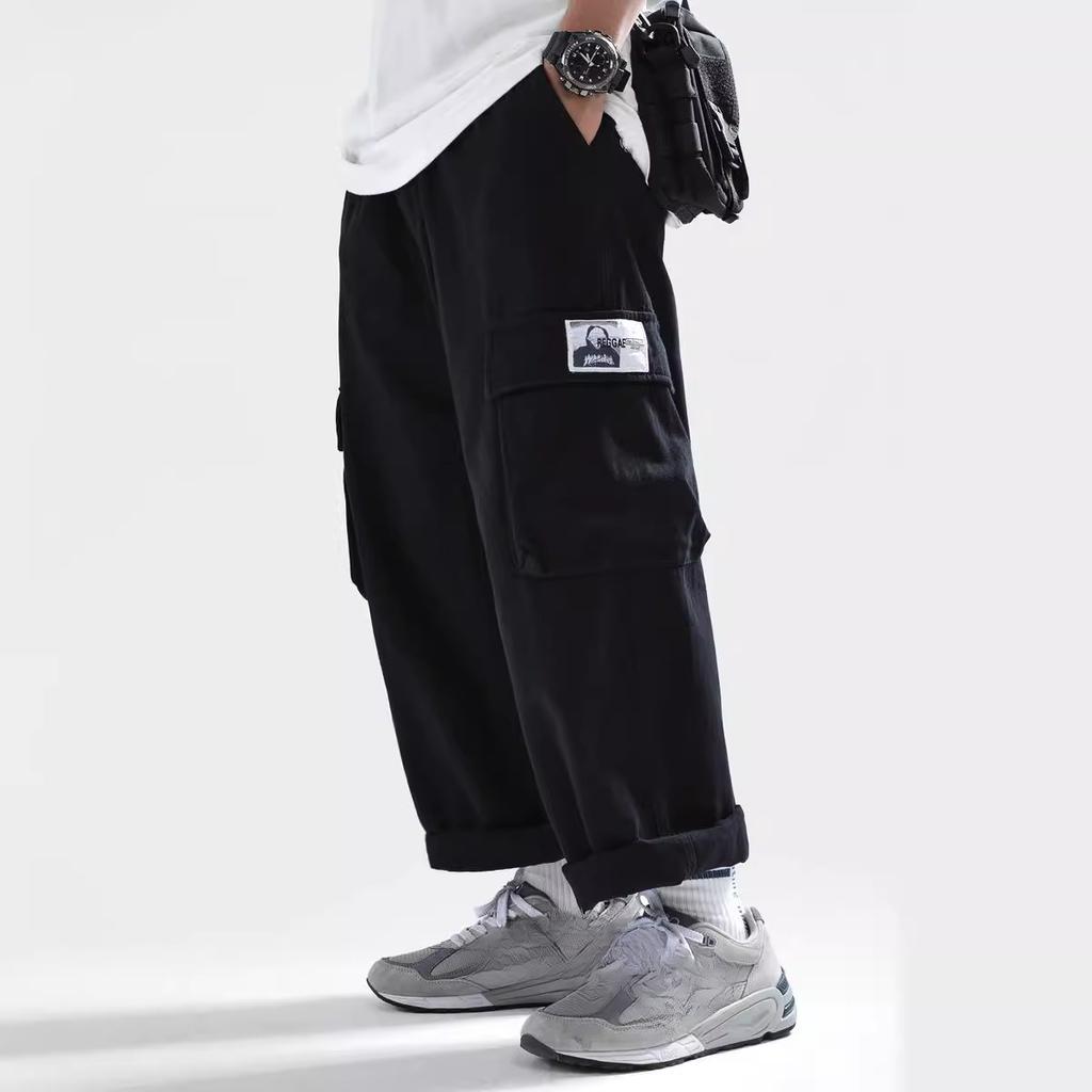 Модные японские свободные комбинезоны больших размеров для мужчин, весна и осень, прямые, молодежные, универсальные, стираные, с девятью точками