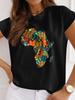New Unisex's African-Style Casual Short-Sleeve T-Shirt, Loose-Fit Round-Neck Summer White T-Shirt, Printed Unisex's T-Shirt
