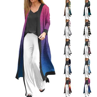 Женская модная повседневная длинная куртка с длинным рукавом и принтом, кардиган, пальто