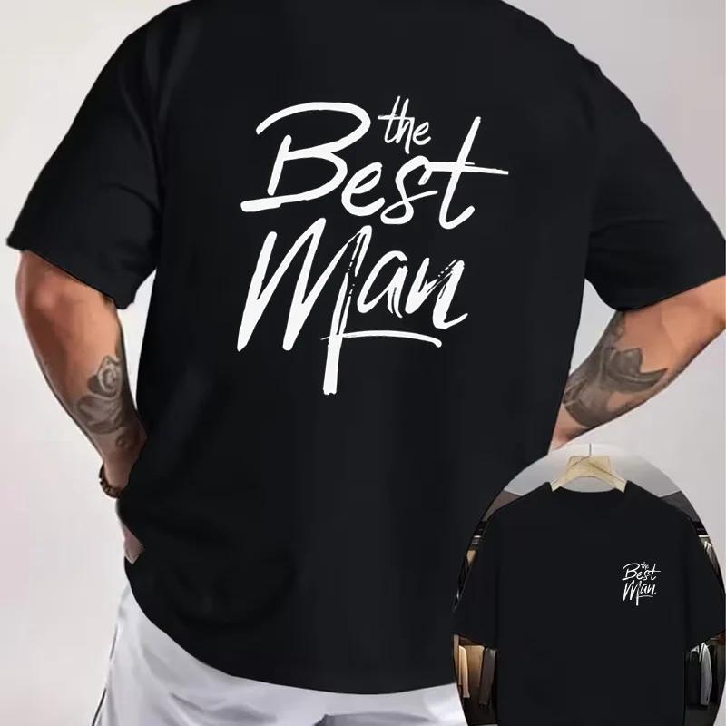 Bestman Handwritten Art Letter Pattern Motorcycle Double Sided Print T-Shirt Men Summer Short-sleeve O-Neck Casual Tops